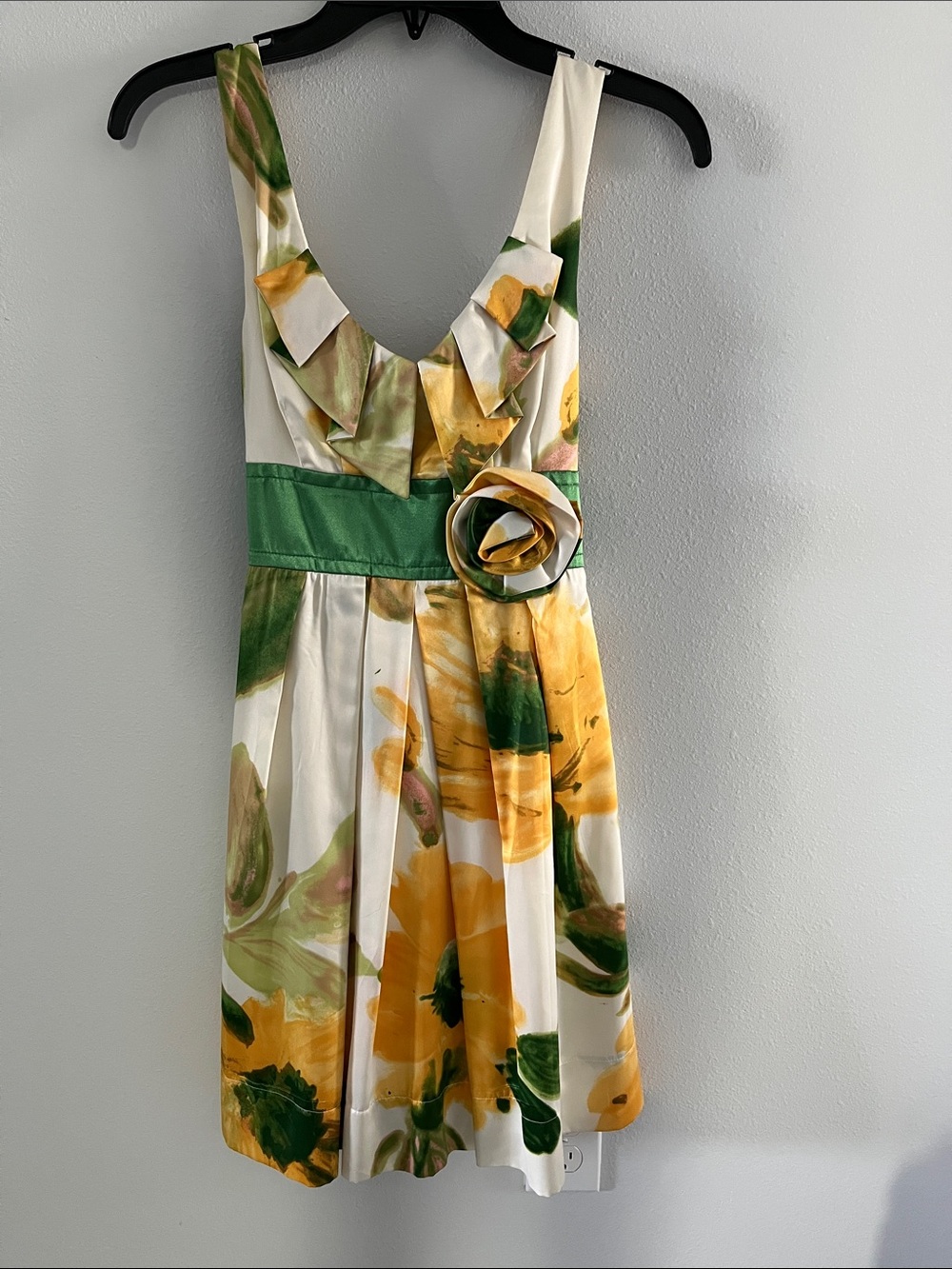 Teeze Me Cream Dress with Yellow Floral Accents
